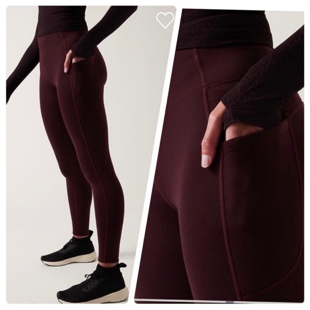 Athleta Altitude Stash Tight in Polartec Powerstretch Spiced Cabernet MP Petite
